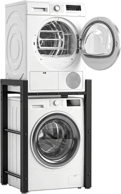 Produktbild von Waschmaschinenregal, stabil und höhenverstellbar – Überbau Regal mit 260 kg Tragkraft – für Waschmaschine und Trockner, Höhe 90–100 cm, Schwarz