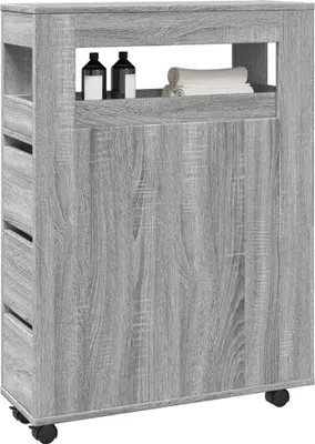 Produktbild von Maison Exclusive - Badschrank Schmal mit Rollen Grau Sonoma Holzwerkstoff