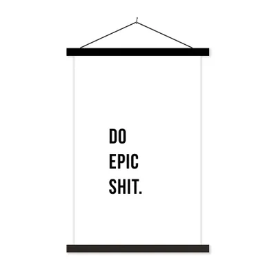 Produktbild von MuchoWow® Textilposter Zitate - Mach epischen Scheiß - Weiß 40x60 cm mit schwarzem Rahmen - Wanddekorationen