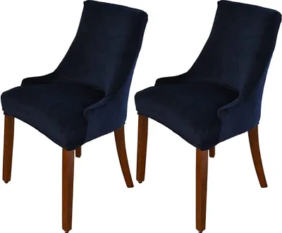 Obrázek produktu pro Topchances Armless Wing Chair Cover, Velvet Jídelna židle kryty šikmé židle kryt, Stretch Ultra Soft Accent židle kryty pro jídelnu Hotel Party Banket, tmavě modrá, 2ks
