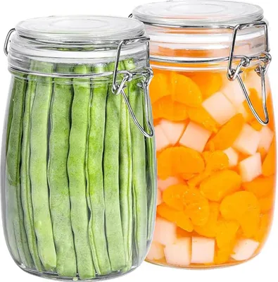 Produktbild von 2 Stücke 1000ml Einmachgläser mit Bügelverschluss Luftdichte Vorratsgläser mit Deckel - Spülmaschinengeeignete Bügelgläser