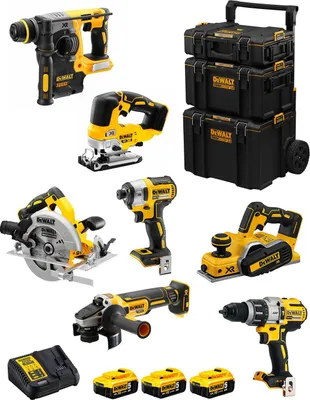 Immagine prodotto di DeWALT Kit DWK701 (DCD996 + DCH273 + DCG405 + DCF887 + DCS334 + DCS570 + DCP580 + 3 x 5,0 Ah + DCB115 + 3en1 Caddy)