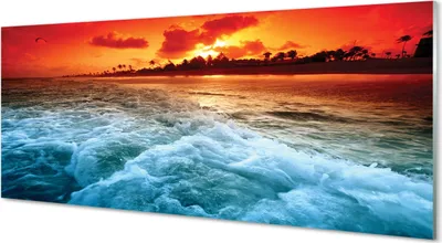Produktbild von Glasbilder 125x50 Wandkunst Sea Baum Westen