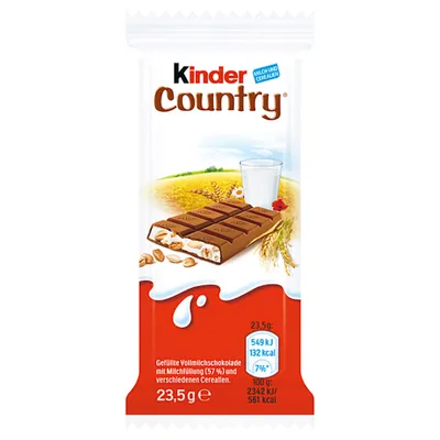 Zdjęcie produktu dla Kinder Country Czekolada mleczna z nadzieniem mlecznym i zbożami 23,5 g x 40 sztuk