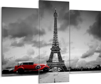 Produktbild von Bild auf Leinwand - Leinwandbild - Auto Eiffle Paris Stadt - 130x100cm - Wand Bild - Wanddeko - Leinwanddruck - Bilder - Kunstdruck - Wanddekoration - Leinwand bilder - Wandkunst - CB130x100-2828