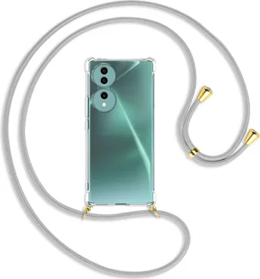 Produktbild von Handykette Backcover-Schutzhülle mit Band (Metall goldfarben) für Honor 70 5G (FNE-AN00, 6.67'') - silbergrau