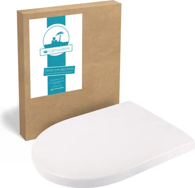 Produktbild von Calmwaters® Antibakterieller WC Sitz mit Absenkautomatik für Villeroy & Boch Subway | Artic | Architectura, Duroplast Klodeckel, Top-Fix, abnehmbar, überlappende D-Form, Weiß, 26LP3465