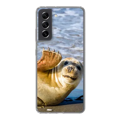 Produktbild von MuchoWow® Handyhülle Schutzhülle Hülle für Samsung Galaxy S21 FE Robbe - Lustig - Schaukel - Kinder - Jungen - Mädchen - Kind Silikon Softcase Handy Hülle - Mobiltelefonhülle