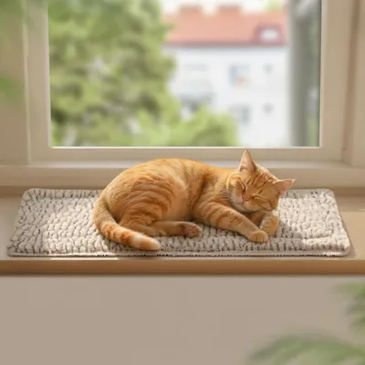 Produktbild von Katzenmatte Selbstheizend Fensterbank 90x28cm Hellgrau