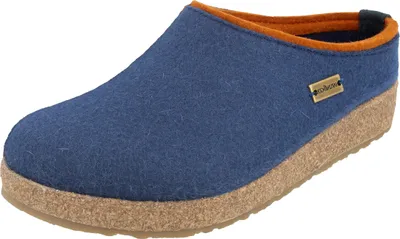 Produktbild von Haflinger Damen Pantoffel Wollfilz Hausschuh Grizzly Kris 711056, Größe:41 EU, Farbe:Blau