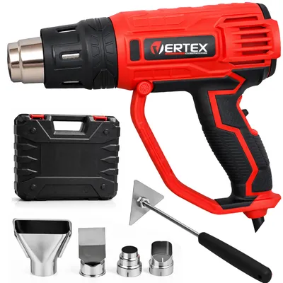 Zdjęcie produktu dla Opalarka Elektryczna, 2000W, Pistolet na Gorące Powietrze, Do Drewna, Farby, Folii, Zestaw 4 dysz + Skrobak + Walizka, 450°C, 600°C