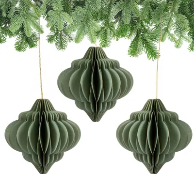 Produktbild von Weihnachtsdeko Ornamente zum Aufhängen Salbeigrün 3er Set