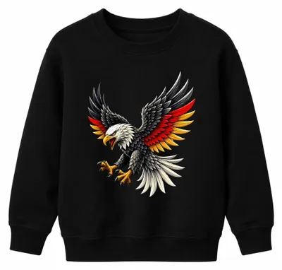 Produktbild von Deutschland Adler Bundesadler Stolz Schwarz Sarkasmus Kinder Sweatshirt Pullover, Schwarz, 152