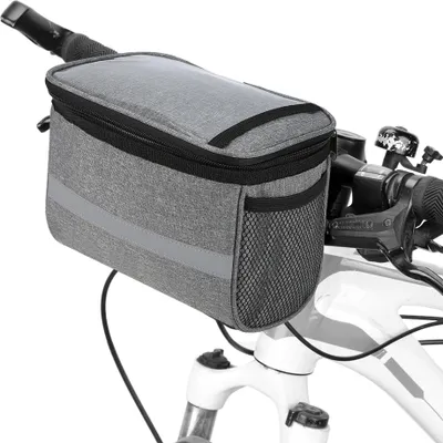 Produktbild von Lixada Fahrradtasche Fahrrad-Fronttasche Isolierte Fahrradtasche Kühltasche MTB Lenkertasche Mit reflektierenden Streifen Grau Größe L