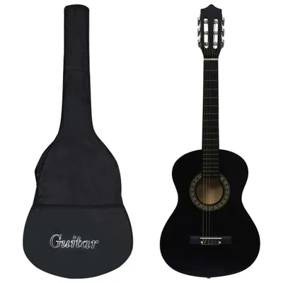 Produktbild von Klassikgitarre für Anfänger Kinder mit Tasche Schwarz 1/2 34"