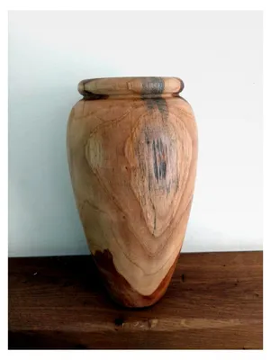 Produktbild von Holzvase/Ornament, aus den Wurzeln von Teakbäumen geschnitzt, 25 cm hoch