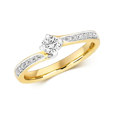 Produktbild von Funkelndes Feuer 9 Karat (375) Gold Solitär Verlobung Diamant Damenring Brillant-Schliff 0.37 Karat H - I1, 55 (17.5); TRS321439KYRSO