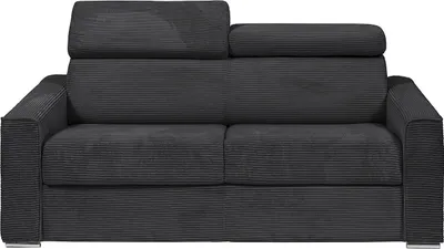 Produktbild von 4-Sitzer Schlafsofa express in grauem Cord - Schlafbereich 160 cm - Matratze 14 cm - VIZIR