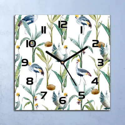 Produktbild von Wanduhr Echt-Glas-Küchenuhr Vögel und Pflanzen Quarz 30x30 Deko Bilder