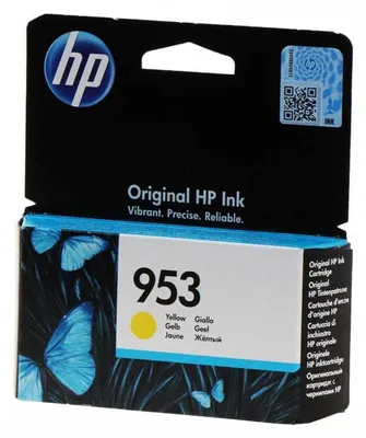 Zdjęcie produktu dla HP Oryginalny żółty wkład atramentowy 953, Standardowy, Żółty, Tusz na bazie pigmentu, 9 ml, 1 szt., Jednopak