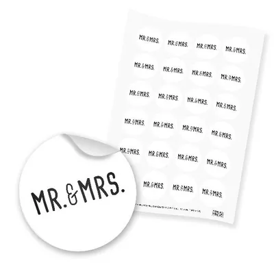 Produktbild von itenga 24x Sticker Aufkleber Mr. & Mrs. (Motiv125) für Hochzeit schwarz weiß