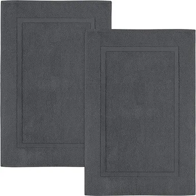 Produktbild von Badezimmermatten - Set aus 2 Badezimmermatten in 100% Baumwolle - Badezimmer Matte - Waschmaschinenfest (53 x 86 cm) (Grau)