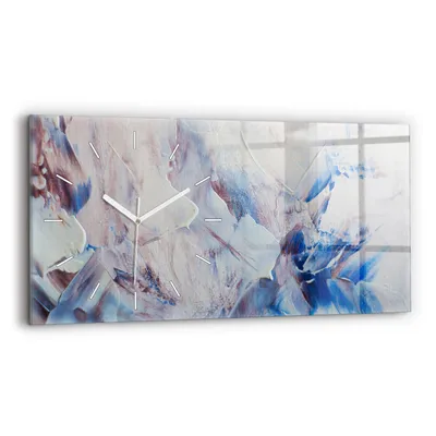 Produktbild von Wallfluent Wanduhr – Stilles Quarzuhrwerk - Uhr Dekoration Wohnzimmer Schlafzimmer Küche - Zifferblatt mit Strichen - weiße Zeiger - 60x30 cm - Abstraktion der Lackierungstextur