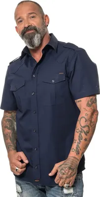 Produktbild von ROCK-IT Apparel Herren Kurzarm Hemd - 100% Baumwolle - Urban Style 5X-Large Navy