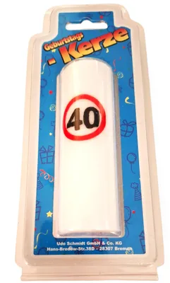 Produktbild von 1 Geburtstags - Kerze 40. Geburtstag Kerze 12 x 4 cm , Deko