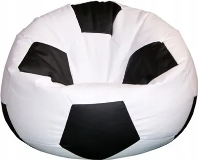 A beanbag chair shaped like a soccer ball.