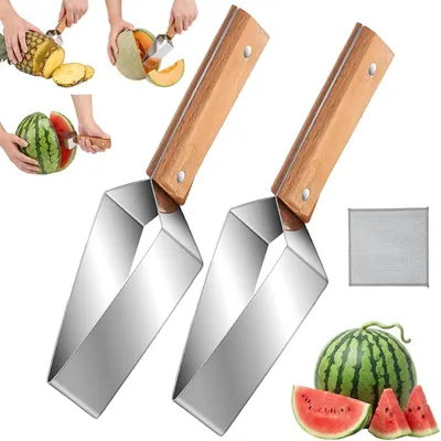 2er-Set Edelstahl-Gemüseschäler mit Holzgriff, 3-in-1