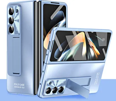 Produktbild von Hülle für Samsung Galaxy Z Fold 5 Hart PC Stander Schutzhülle mit Displayschutz / Linsenschutz Blau