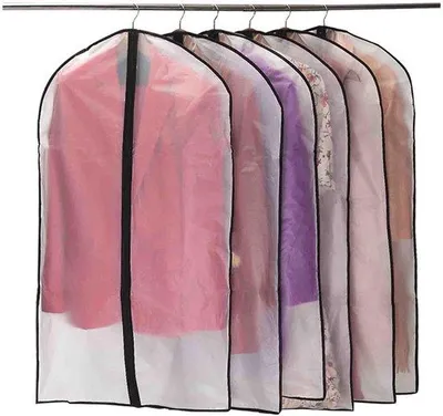 Obrázok produktu pre Vrecká na oblečenie, balenie po 6 ks, priehľadné, 60 x 100 cm, odolné proti moliam, nepremokavé, priedušné