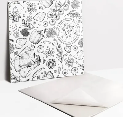 Produktbild von Fliesenaufkleber Set - 9 Stück Selbstklebende PVC Fliesen-Designs - Für Bad und Küche 30 x 30 - Gewürze Gemüse und Obst