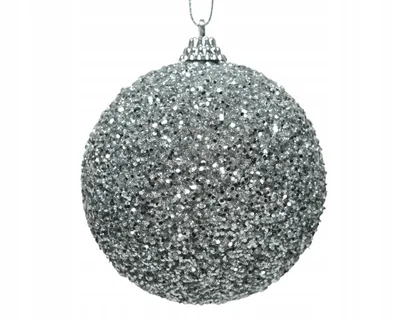 Produktbild von Unzerbrechliche silberne Glitzer Christbaumkugel 8 cm