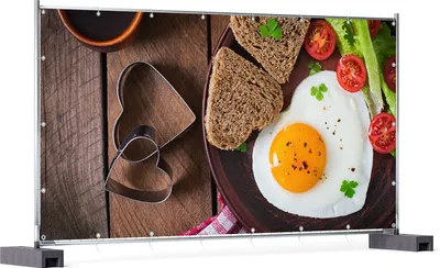 Produktbild von Wallario XXL Outdoor-Poster für Garten oder Balkon, Motiv Frühstück mit Liebe serviert, in ca. 340 x 173 cm