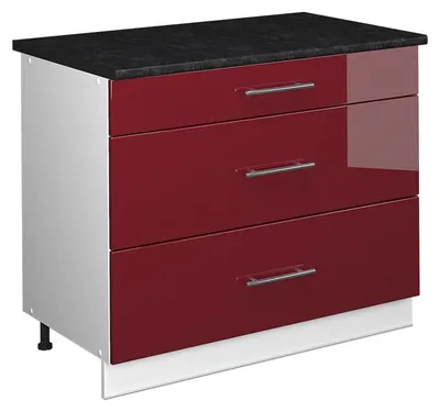 Immagine prodotto di Mobiletto base per cucina Vicco Fame-Line Bordeaux lucido/Bianco 100 cm, PL Antracite, Model 61997