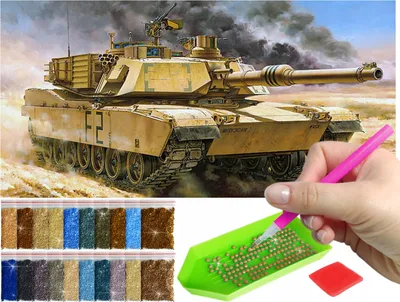 Produktbild von ARTULIO - Diamond Painting Set - Moderner Kampfpanzer im Gefecht - 80 x 40 cm - Groß XXL - Diamant Painting, Bilder DIY