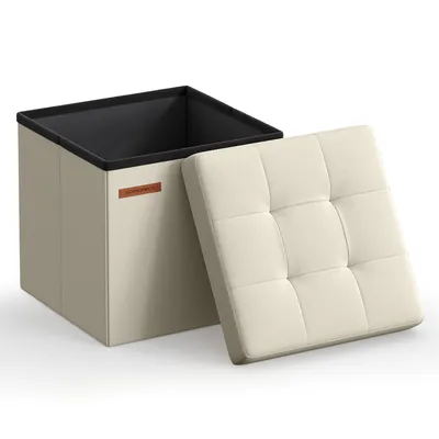 Produktbild von SONGMICS Sitzhocker mit Stauraum, kleine klappbare Sitzbank, 30 x 30 cm Fußbank, Aufbewahrungsbox, bis 130 kg belastbar
