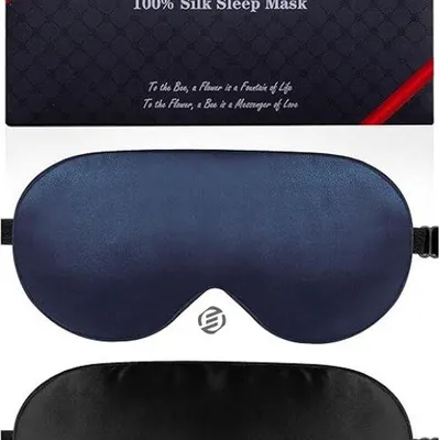Image de Masque de sommeil Famanu - Bloque la lumière - Ajustable - Noir et rose