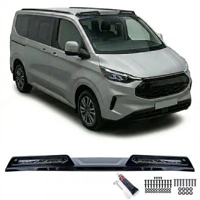 Image de Barre de toit avec éclairage LED pour Ford Tourneo Transit Custom, à partir de 2023, finition noire brillante