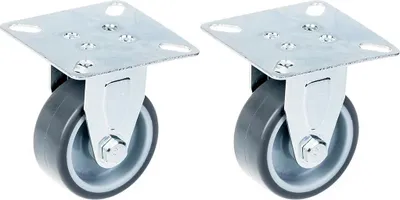 Produktbild von 50mm 2" Lenkrolle, grau, feststehend, 80kg Tragkraft, 2er Set