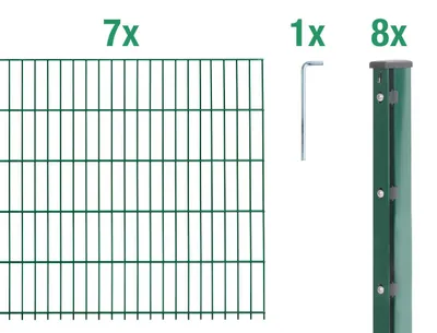 Immagine prodotto di Alberts 678760 Staccionata doppia come set completo di 16 pezzi, plastificata, verde, altezza 103 cm, lunghezza 17,5 m