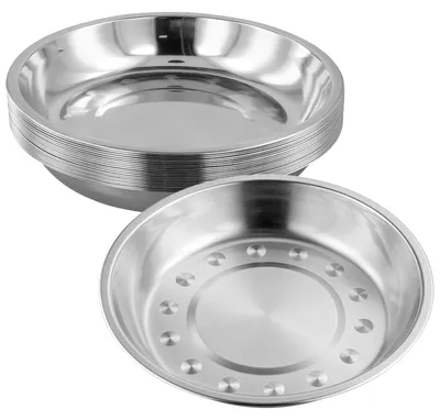 Produktbild von Set von 20 Edelstahl-Runden Speisetellern 22 cm für Zuhause und Camping