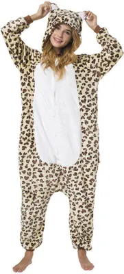 Produktbild von Katara 1744 -  Leopard braun/beige L (165-175cm), Jumpsuit, Onesie, Karneval, Overall, Party, Karnevals-Kostüm, Verkleidung zum Fasching, Schlafanzug, Hausanzug, Jogginganzug, Cosplay, Tierkostüm für Erwachsene