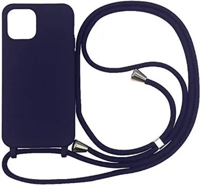 Obrázek produktu pro Ochranné pouzdro pro iPhone 16 Pro, silikonové, s popruhem, tmavě modré, s nárazuvzdorným rámečkem z TPU