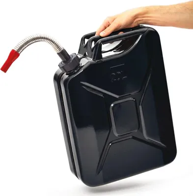 Produktbild von BW® Kraftstoffkanister Metall Benzinkanister 20 Liter mit Schraubverschluss mit Ausgießer - Schwarz RAL 9005 - UN-Zulassung - Hergestellt in Europa
