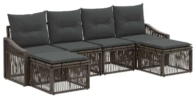 Imagen del producto de vidaXL Juego de sofás de jardín, 6 piezas, color gris, tejido de polirratán