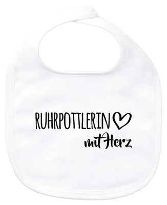 Produktbild von Huuraa Baby Lätzchen Ruhrpottlerin mit Herz White Klettverschluss  Baumwolle Latz Geschenkidee