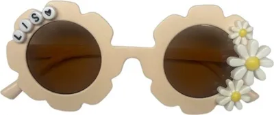 Image de Lunettes de soleil avec prénom - Must-Have d'été - Pâquerette - Beige / Marron - Lunettes de soleil enfants - Personnalisées - Cadeau - Cadeau d'anniversaire - Cadeau bébé